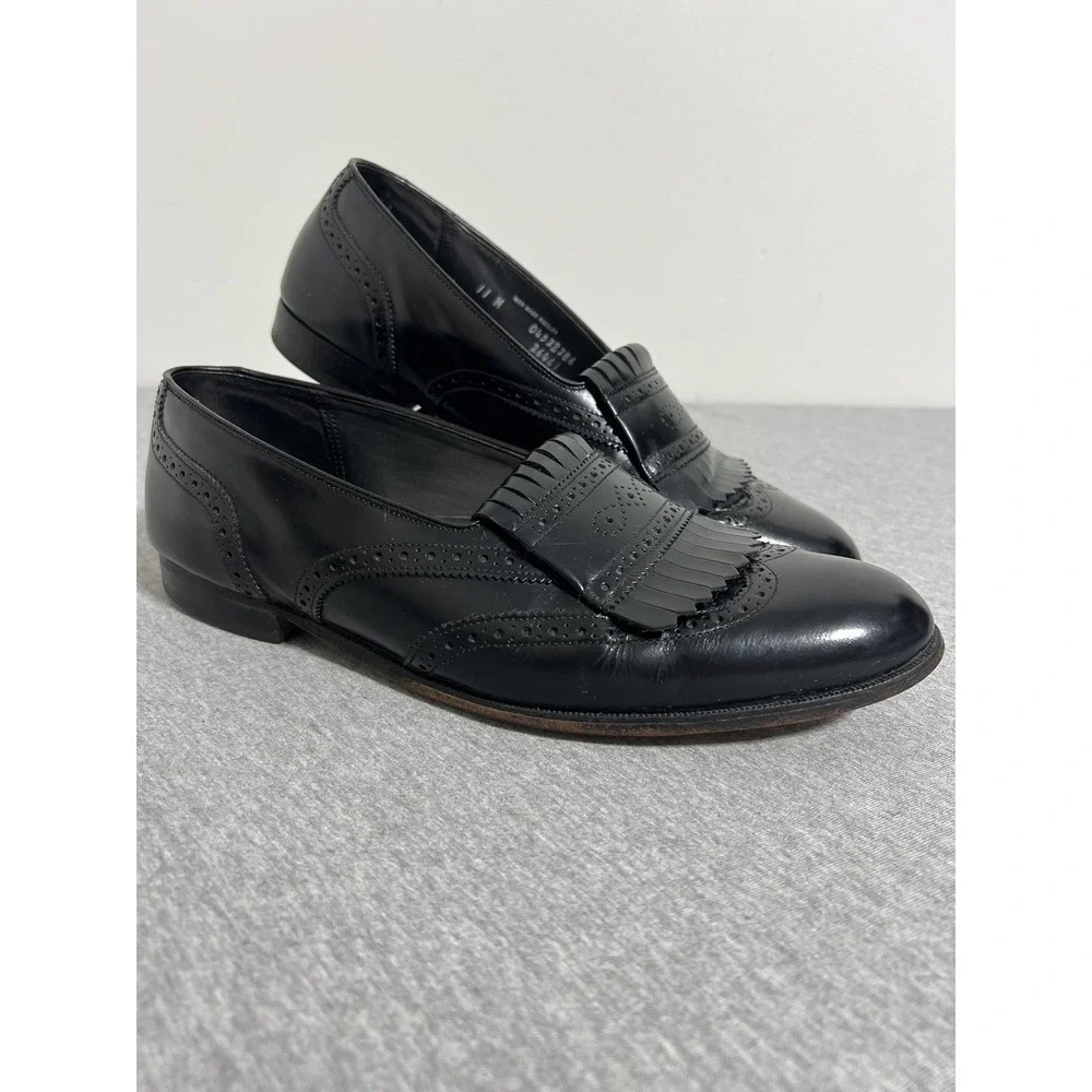 Bostonian Shoes Mens Size 11 Black Kiltie Fringe Loafers Brogue Made USA
